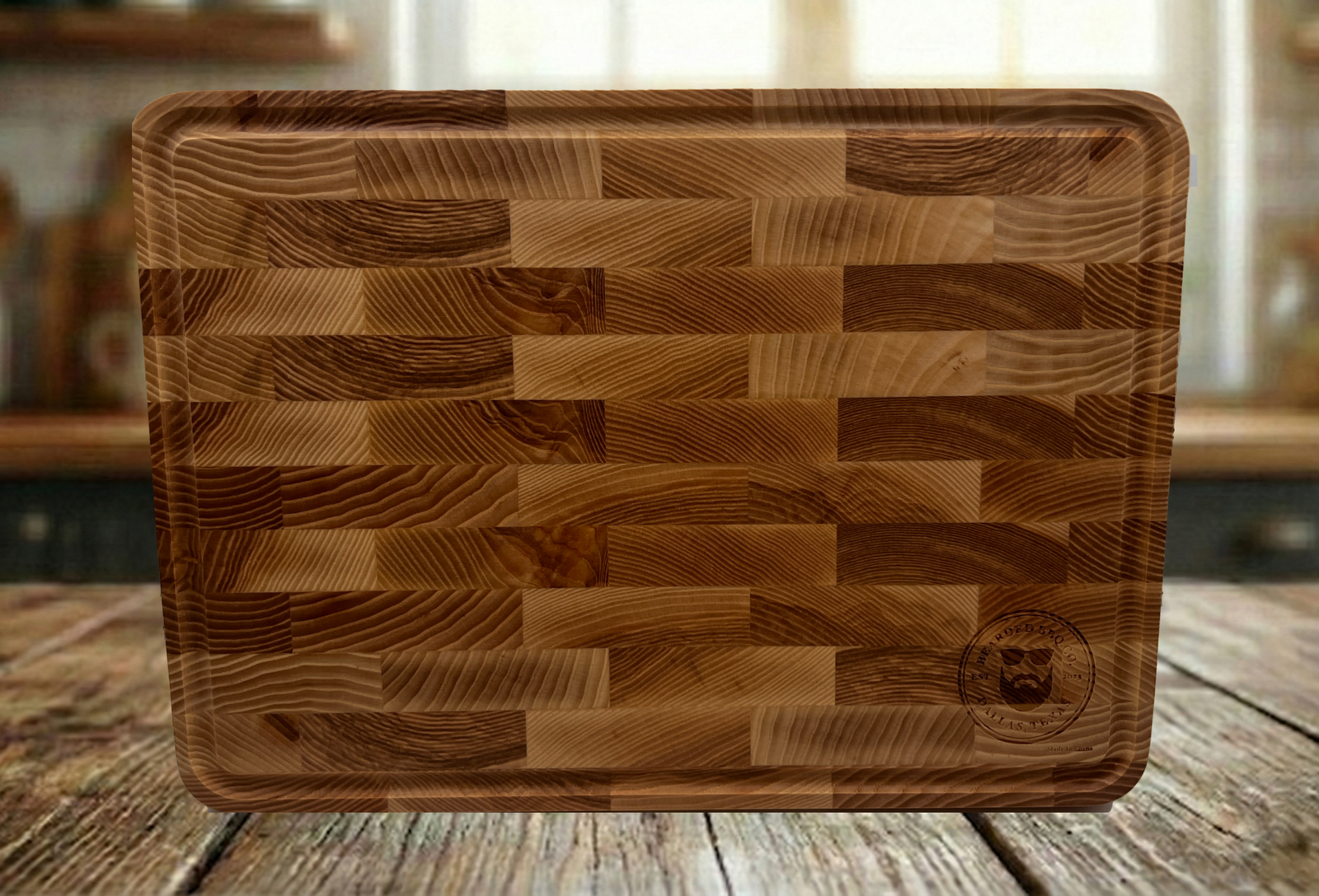 XINZUO x BEARDED BBQ CO. Natural Ash Wood Reversible Cutting Board