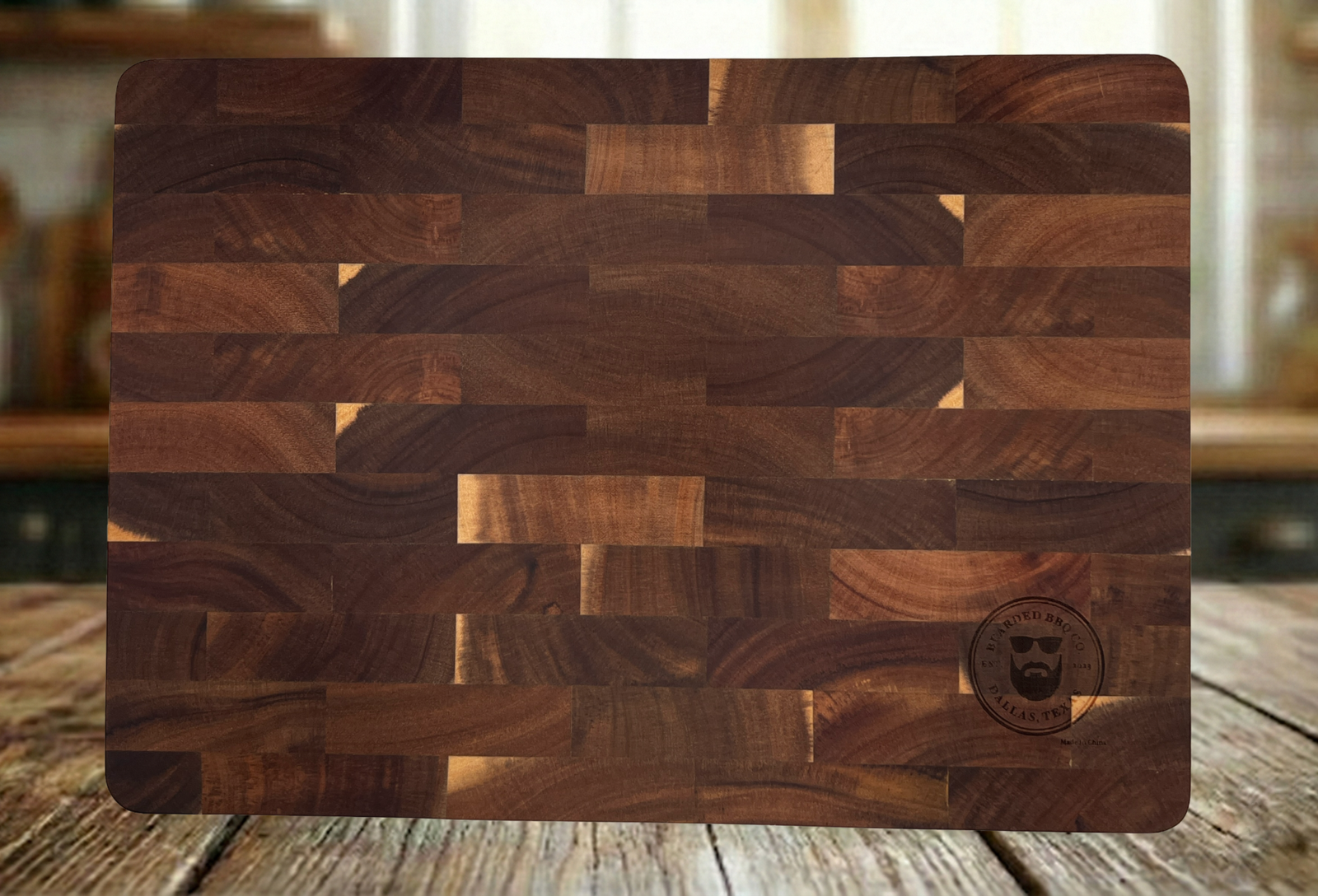 XINZUO x BEARDED BBQ CO. Acacia End Grain Wooden Cutting Board
