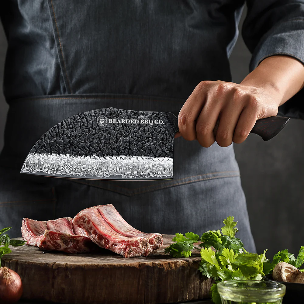 BEARDED BBQ CO. Bone Chopper Knife with 1 Free Sauce