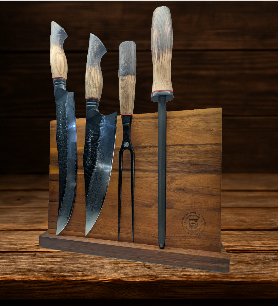Premium cutting board with knives